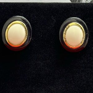 White and black stud earrings